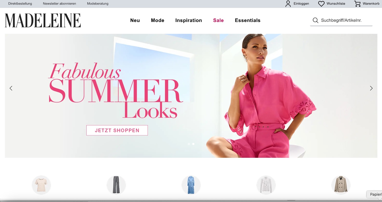 Der neue MADELEINE-Shop nach dem Relaunch